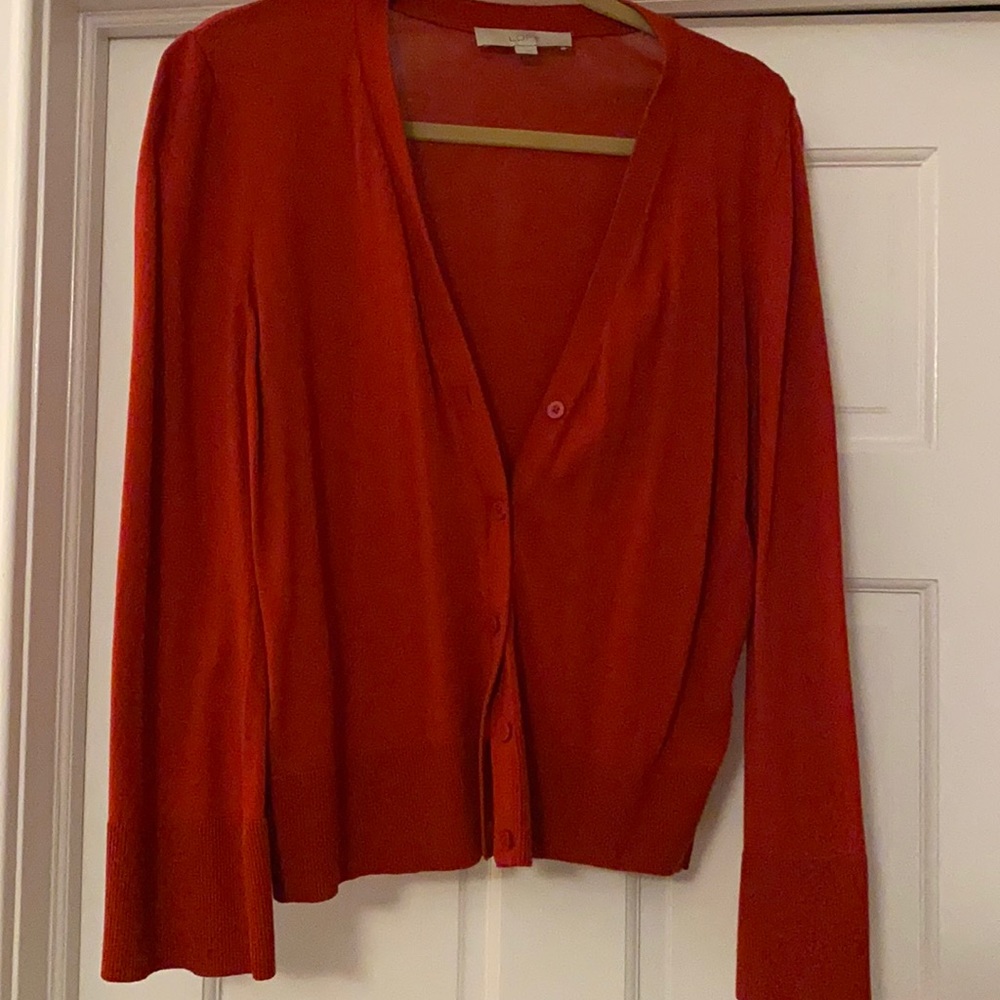 Loft Cardigan Sweater Bell Sleeves Sz M